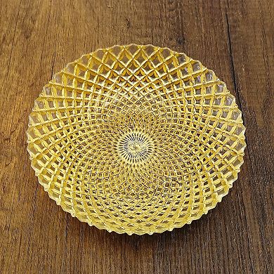 Glass Soup Plates Gold 8-Inch Diamond Pattern
