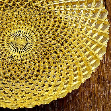 Glass Soup Plates Gold 8-Inch Diamond Pattern