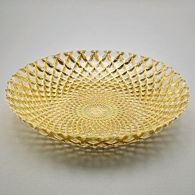 Glass Soup Plates Gold 8-Inch Diamond Pattern