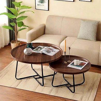 IDEALHOUSE Nesting Round Coffee Table Set of 2