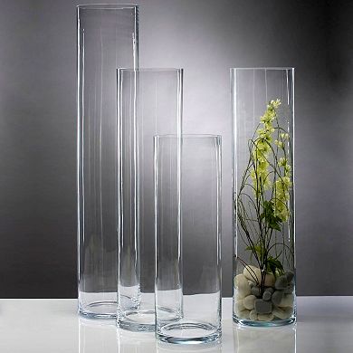 Clear Glass Cylinder Floor Vase 20" for Home or Event Décor - Set of 6