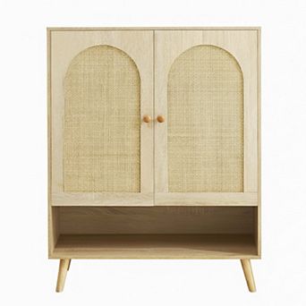IDEALHOUSE Rattan Shoe Storage Cabinet with 2 Doors
