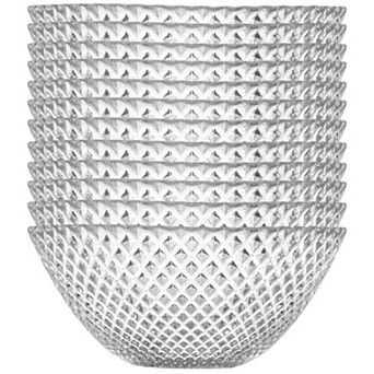 Modern Clear Glass Serving Bowl with Textured Design, 6.5" Size - Set of 12