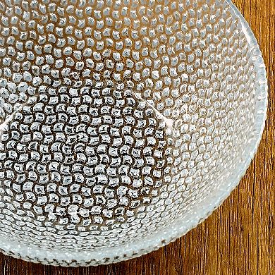 Set of 6 Silver-Gilded Glass Side Bowls with Pebble Texture for Snacks, Sauces and Small Servings