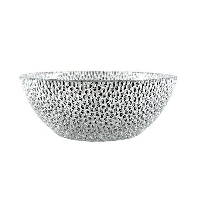 Set of 6 Silver-Gilded Glass Side Bowls with Pebble Texture for Snacks, Sauces and Small Servings