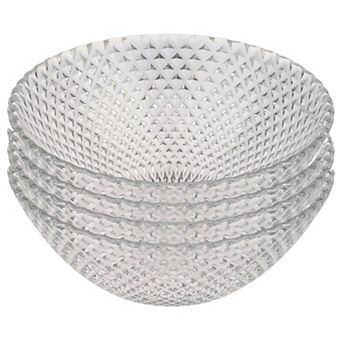 Modern Clear Glass Bowl with 6.5" Size for Soups, Salad and Desserts - Set of 4