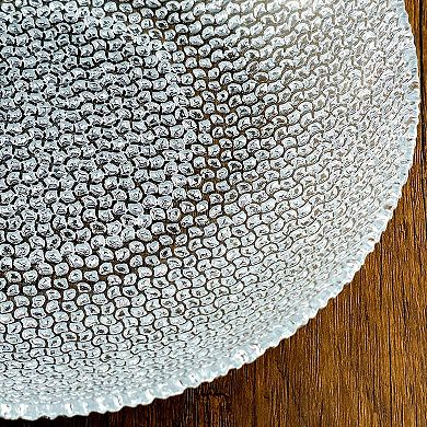 8-Inch Glass Soup Plates with Silver Detail and Pebble-Style Design