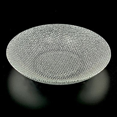 8-Inch Glass Soup Plates with Silver Detail and Pebble-Style Design