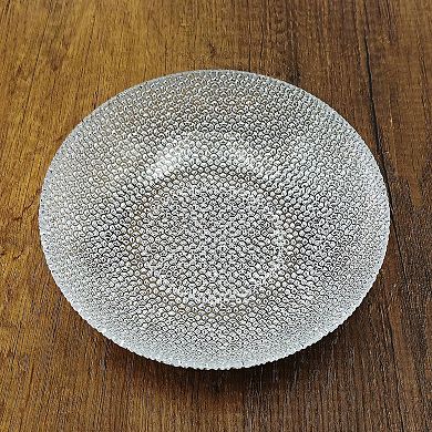 8-Inch Glass Soup Plates with Silver Detail and Pebble-Style Design