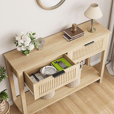 IDEALHOUSE Console Table with 2 Drawers and Storage Shelf