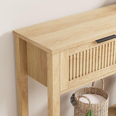 IDEALHOUSE Console Table with 2 Drawers and Storage Shelf