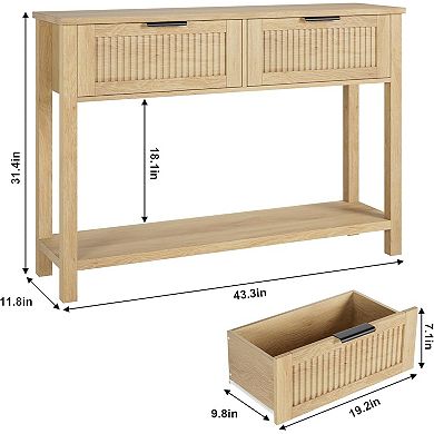 IDEALHOUSE Console Table with 2 Drawers and Storage Shelf