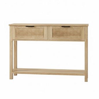 IDEALHOUSE Console Table with 2 Drawers and Storage Shelf