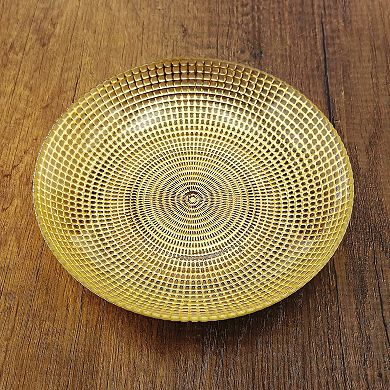 Gold Glass Soup Plates 8" with Textured Swirl Design - Set of 6