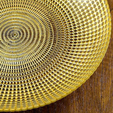 Gold Glass Soup Plates 8" with Textured Swirl Design - Set of 6