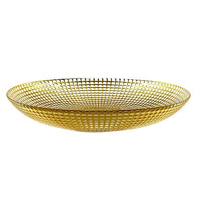 Gold Glass Soup Plates 8" with Textured Swirl Design - Set of 6