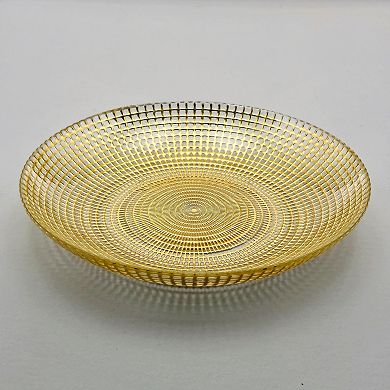 Gold Glass Soup Plates 8" with Textured Swirl Design - Set of 6