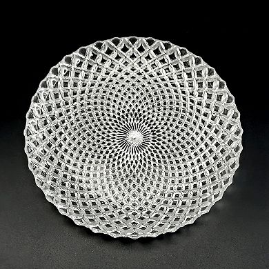 Silver Glass Salad Plate 7.25" with Textured Diamond Pattern