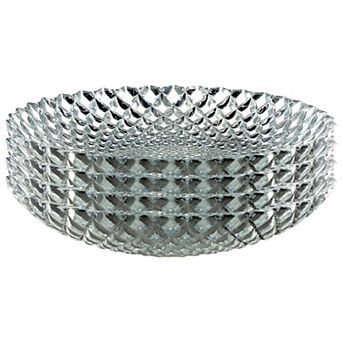 Stackable Glass Soup Plates Set Silver - Set of 4
