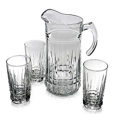 Glass Drinkware Set with 65-oz Pitcher and Six 10-oz Tumblers - Clear