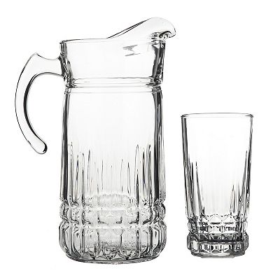 Glass Drinkware Set with 65-oz Pitcher and Six 10-oz Tumblers - Clear