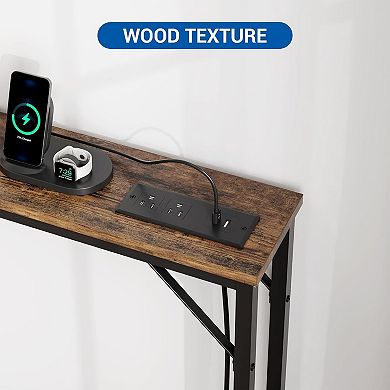 IDEALHOUSE Slim Console Table with Built-in Power Outlets