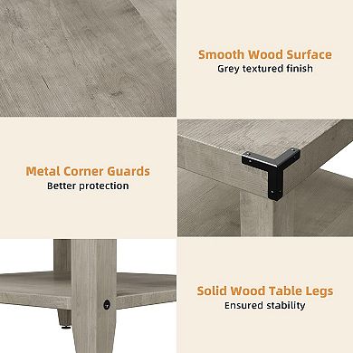 IDEALHOUSE Grey Farmhouse End Table Set of 2 with 3 Tiers
