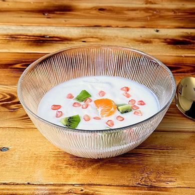 6.5" Crystalline Glass Bowl with Starburst Texture for Everyday Use - Set of 4