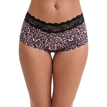Women's Ice Silk Lace Trim Mid-Waisted Boyshorts Hip-Lifting Full Coverage No Trace Panties