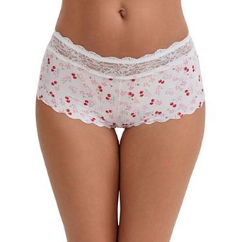 Women's Ice Silk Lace Trim Mid-Waisted Boyshorts Hip-Lifting Full Coverage No Trace Panties