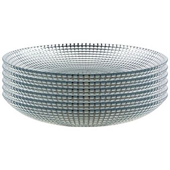 Handmade Silver Glass Soup Plates with Swirl Design - Set of 6