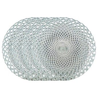 Glass Salad Plate 7.25" in Silver for Appetizers or Sweets - Set of 4