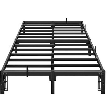 6" Metal Bed Frame, No Screws/Box Spring, Heavy Duty Tool-Free Assembly