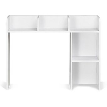Desktop Bookshelf Hutch for 27-Inch Monitor with Two-Tier Storage and Compartments for Home Office