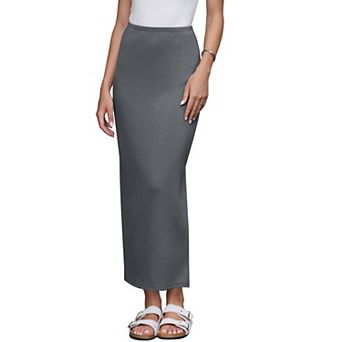 Knit Straight Skirt for Women Solid Color High Waisted Back Slit Business Casual Skirt