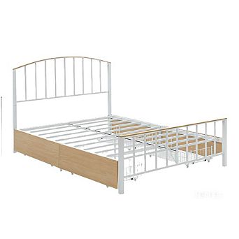 Bed Frame with Storage Drawers & Headboard, Metal Platform, Noise Free & No Box Spring