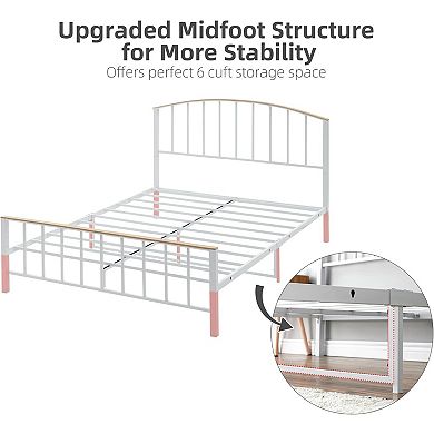 Bed Frame with Storage Drawers & Headboard, Metal Platform, Noise Free & No Box Spring