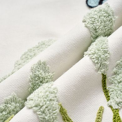 2 Pcs Cotton Boho Decorative Throw Pillow Covers Plant Embroidery Soft Square Pillowcase 18X18 Inch