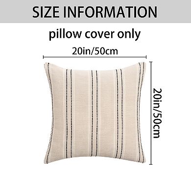 Stripe Pillow Covers Pack of 2 Soft Cozy Decorative Cushion Cases, Casual Farmhouse Pillow Cases