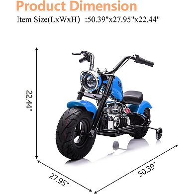 36V 350W Kids Electric Dirt Bike, 16.5MPH,176Lbs Max, Spring Suspension, Training Wheels.