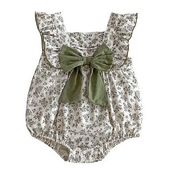 Summer Hot Selling Baby Girls Sleeveless Square Neck Floral Print bodysuit