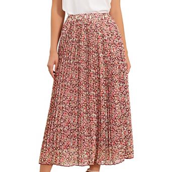 Floral Skirt for Women A Line High Waisted Casual Boho Summer Midi Skirts