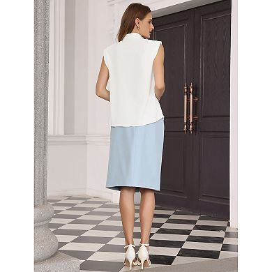 Women's Button Down Sleeveless Blouse Collared Solid Classic Business Work Shirt Top