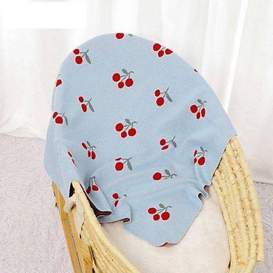 Knitted Cute And Sweet Cherry Soft Baby Blanket, Perfect For Newborns