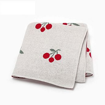 Knitted Cute And Sweet Cherry Soft Baby Blanket, Perfect For Newborns