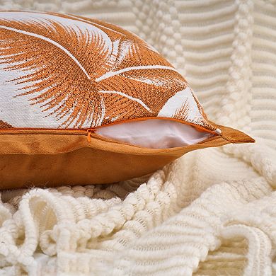 Pack of 2 Throw Pillow Covers Leaf Pattern Decorative Pillow Cases for Bedroom 18X18 Inch