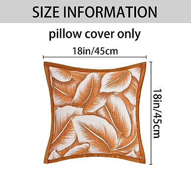 Pack of 2 Throw Pillow Covers Leaf Pattern Decorative Pillow Cases for Bedroom 18X18 Inch