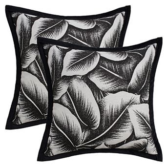 Pack of 2 Throw Pillow Covers Leaf Pattern Decorative Pillow Cases for Bedroom 18X18 Inch
