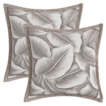 Pack of 2 Throw Pillow Covers Leaf Pattern Decorative Pillow Cases for Bedroom 18X18 Inch
