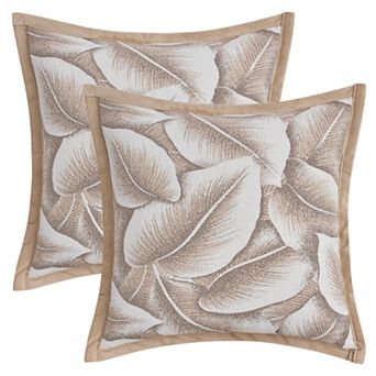 Pack of 2 Throw Pillow Covers Leaf Pattern Decorative Pillow Cases for Bedroom 18X18 Inch